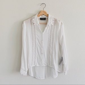 The Kooples lace detail openwork shirt